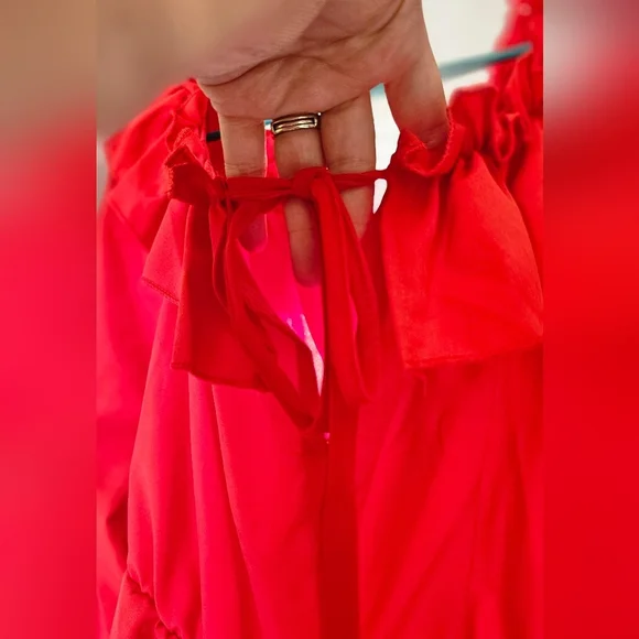 SHEIN Off Shoulder Red Peplum Top - Picture 2 of 5